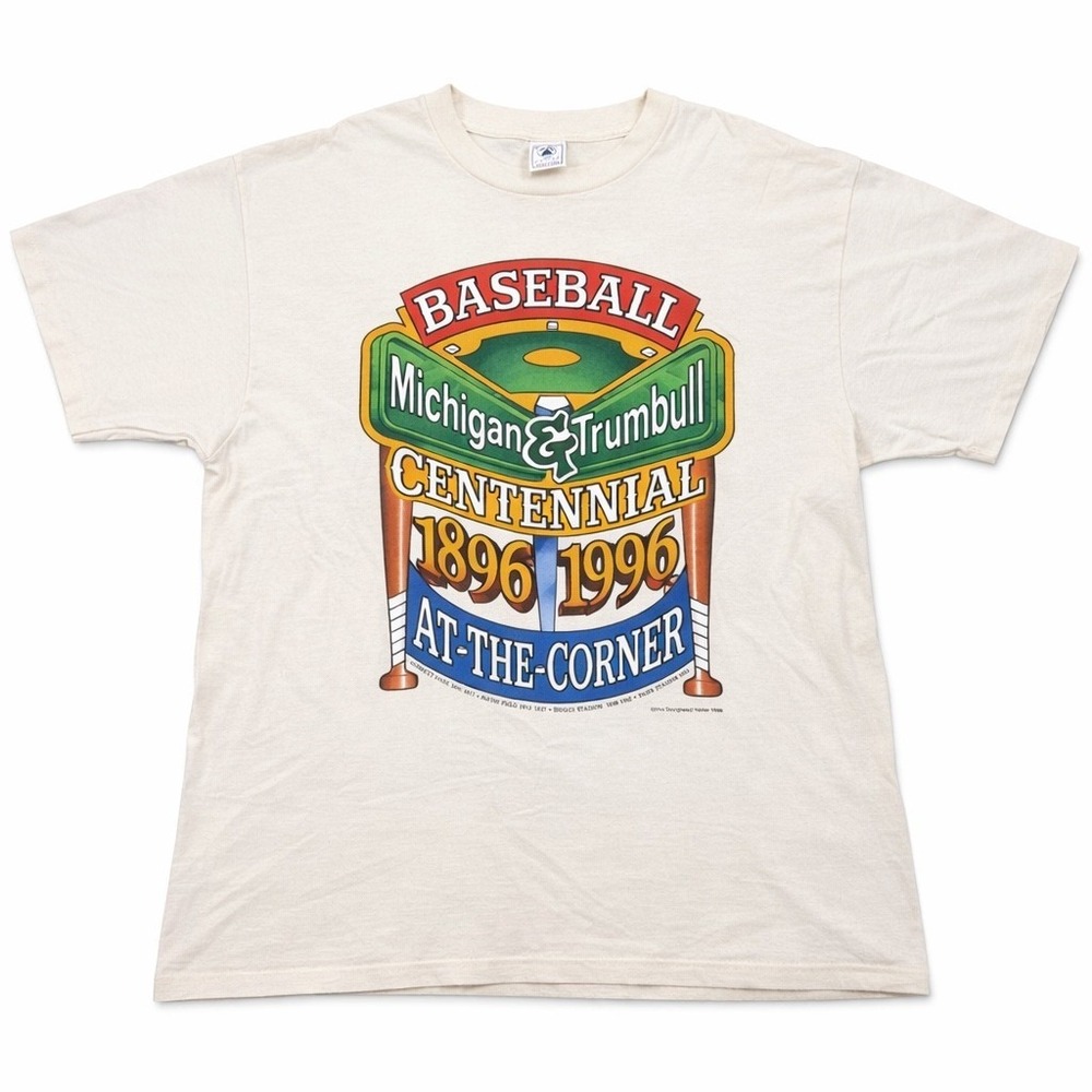 Vintage Single Stitch 1996 Michigan & Trumbull Baseball‎ Shirt Delta XL USA